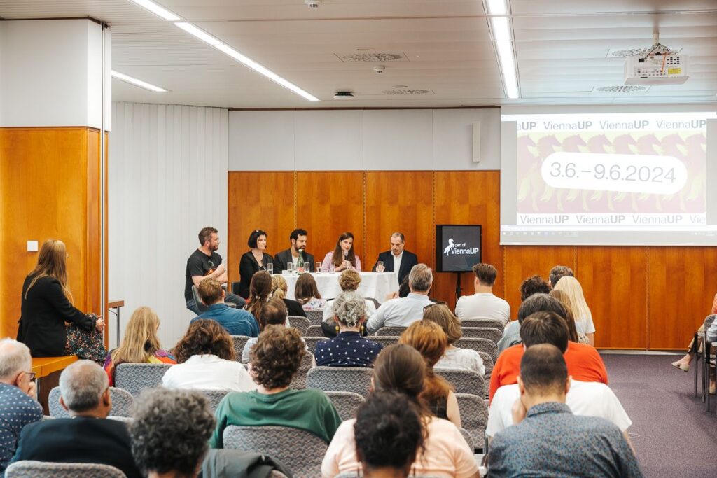A panel of people at one session of the Vienna Startup