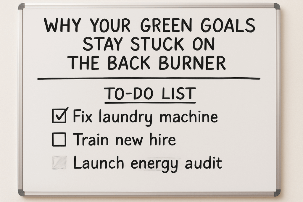 Hospitality to-do list with sustainability always getting postponed