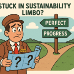 Illustration of a hotel manager choosing between perfect and progress.